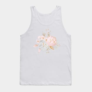 Pretty Rose Gold Watercolor Flowers Tank Top